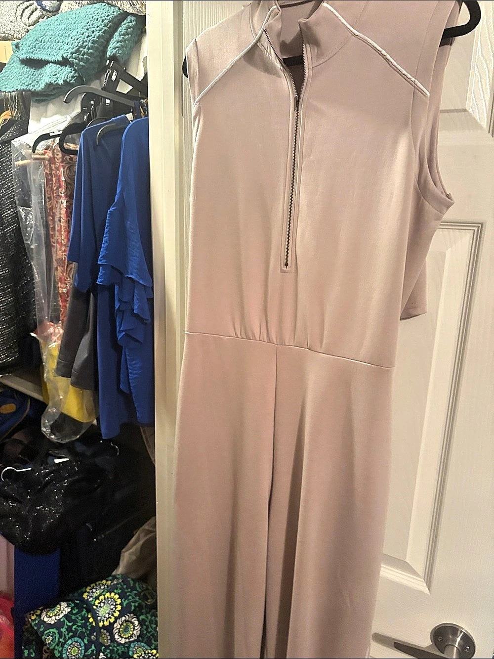 Boston Proper Luxe Lounge Piped Jumpsuit Pink